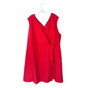 Loft Plus Red Sleeveless V-Neck Classic Casual Basic Sleeveless Dress Size 22